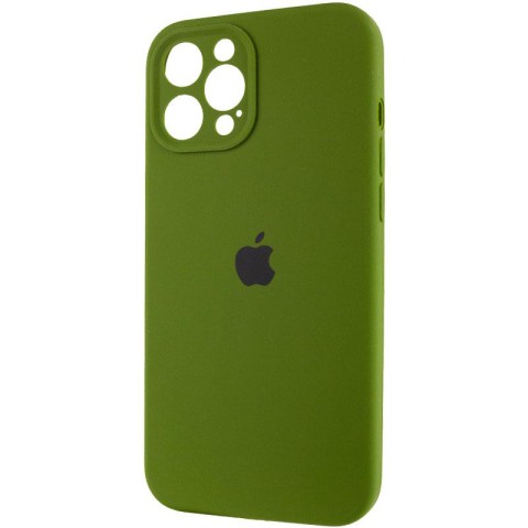 Чохол Silicone Case Full Camera Protective (AA) для Apple iPhone 12 Pro (6.1") Зелений / Dark Olive