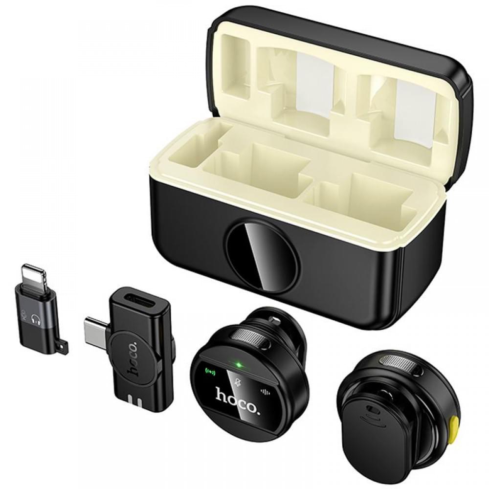 Петличний бездротовий мікрофон Hoco L22 Bright 2in1 (Lightning/Type-C) Black
