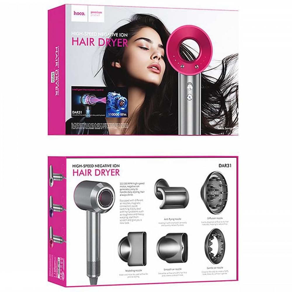 Фен для волосся Hoco DAR31 з негативною іонізацією (1500W) Rose Red