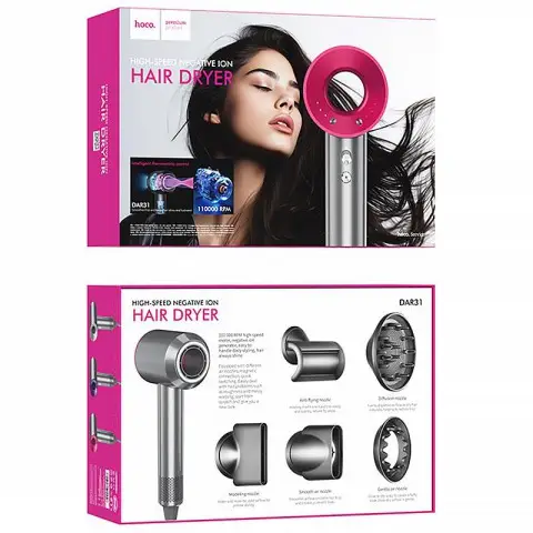 Фен для волосся Hoco DAR31 з негативною іонізацією (1500W) Rose Red