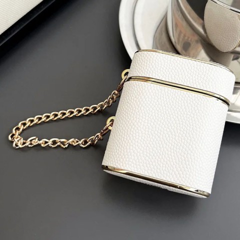 Шкіряний футляр Suitcase для навушників AirPods 1/2 White