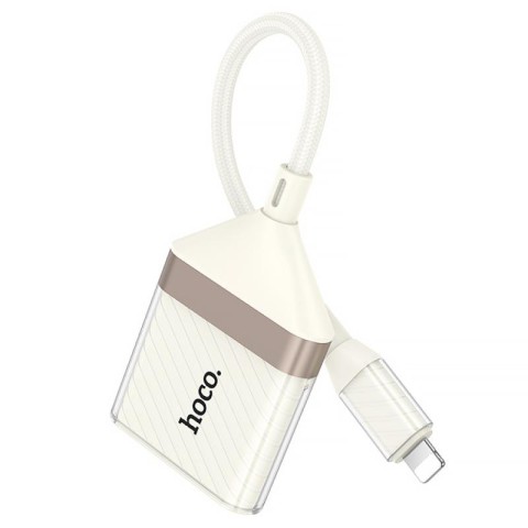 Перехідник Hoco UA40 Crystal 2in1 Lightning to SD/TF (0.15m) Apricot