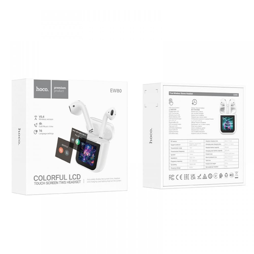 Бездротові TWS навушники Hoco EW80 Magnificent with Touch Screen White