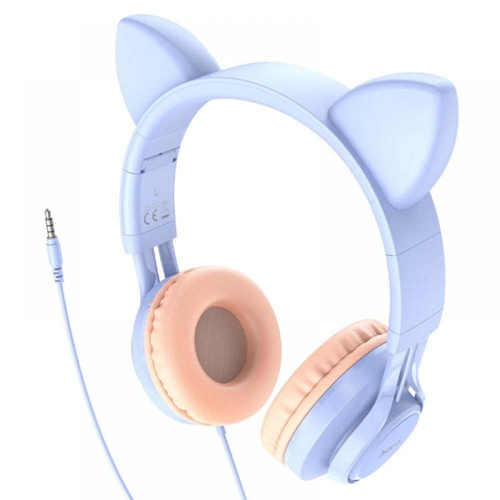 Накладні навушники Hoco W36 Cat ear (3.5mm/1.2m) Dream Blue