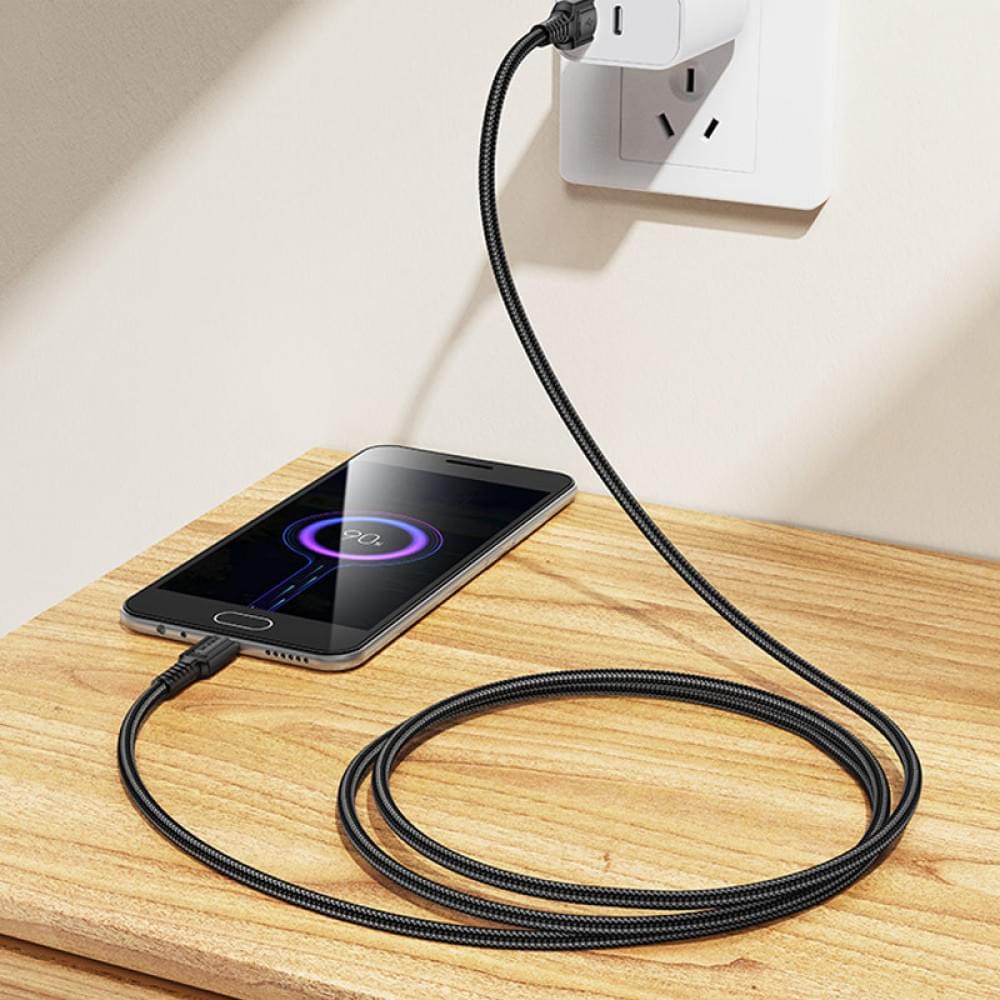 Дата кабель Borofone BX116 Certain USB to MicroUSB 2.4A (1m) Black