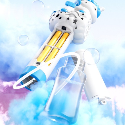 Пістолет з мильними бульбашками H055 Little Unicorn + bottle 50ml Light Blue