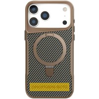 TPU+PC чохол Metal Buttons with MagSafe Carbon Ring для Apple iPhone 17 Air (6.5") Золотий