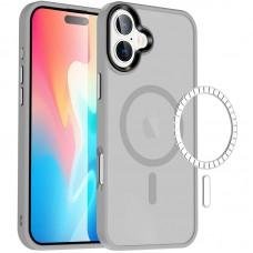 TPU+PC чохол Metal Buttons with MagSafe Colorful для Apple iPhone 16 (6.1") Сірий
