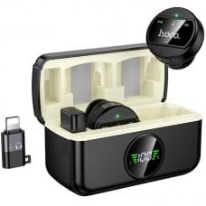 Петличний бездротовий мікрофон Hoco L22 Bright 2in1 (Lightning/Type-C) Black