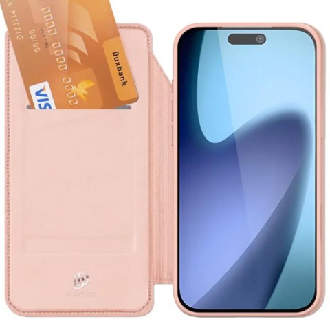 Чохол-книжка Dux Ducis з кишенею для візиток для Apple iPhone 17 Air (6.5") Rose Gold