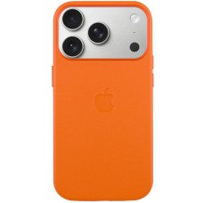 Чохол шкіряний Leather Case (AA) with MagSafe and Animation для Apple iPhone 17 Pro (6.3") Orange