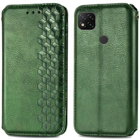 Шкіряний чохол-книжка GETMAN Cubic (PU) для Xiaomi Redmi 9C Зелений