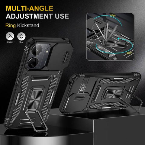 Ударостійкий чохол Camshield Army Ring для Xiaomi Redmi 13C / Poco C65 Чорний / Black