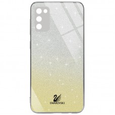 TPU+Glass чохол Swarovski Full Camera для Samsung Galaxy A02s Золотий