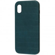 Шкіряний чохол Croco Leather для Apple iPhone X / XS (5.8") Green