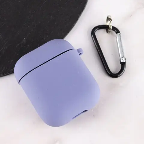 Силіконовий футляр з мікрофіброю для навушників Airpods 1/2 Сірий / Lavender Gray
