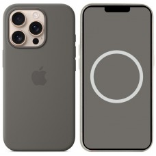 Чохол Silicone case (AAA) full with Magsafe and Animation для Apple iPhone 16 Pro (6.3") Stone Grey