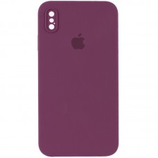 Чохол Silicone Case Square Full Camera Protective (AA) для Apple iPhone XS Max (6.5") Бордовий / Maroon