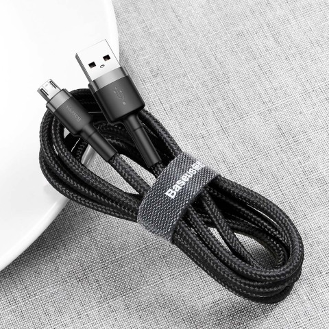 Дата кабель Baseus Cafule MicroUSB Cable 1.5A (2m) (CAMKLF-C) Сірий / Чорний