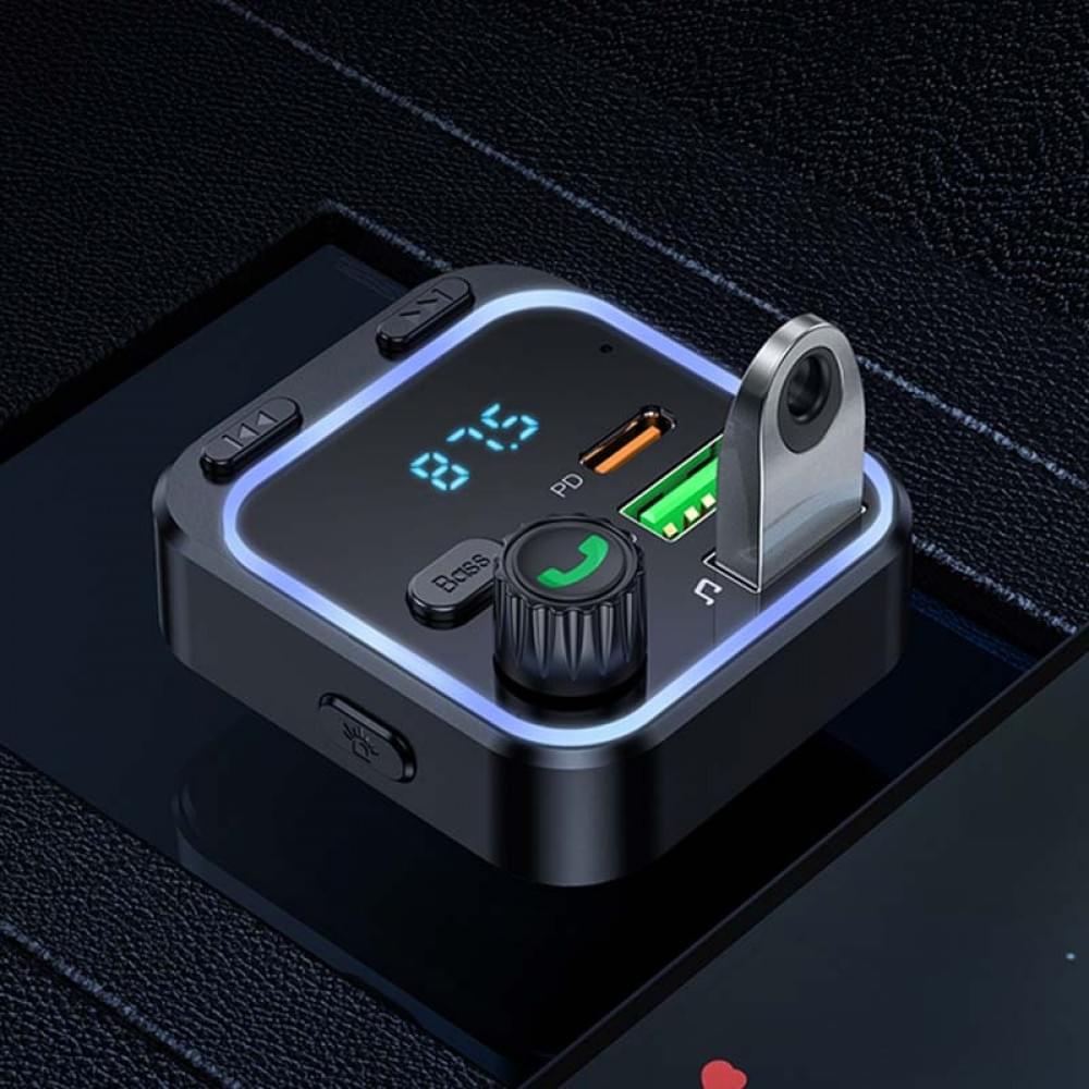 АЗП FM модулятор Borofone BC53 Highway PD20W+QC3.0 (2USB-A/1C) Black