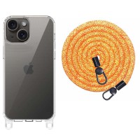 Чохол TPU Transparent with Straps для Apple iPhone 15 (6.1") Orange / White