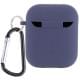 Силіконовий футляр з мікрофіброю для навушників Airpods 1/2 Темно-синій / Midnight blue