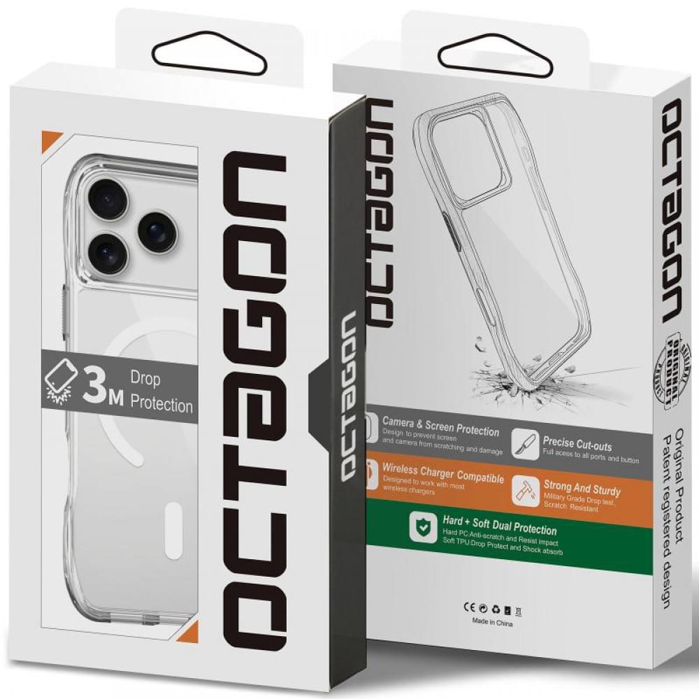 Чохол TPU Space Octagon with MagSafe для Apple iPhone 17 Pro (6.3") Clear