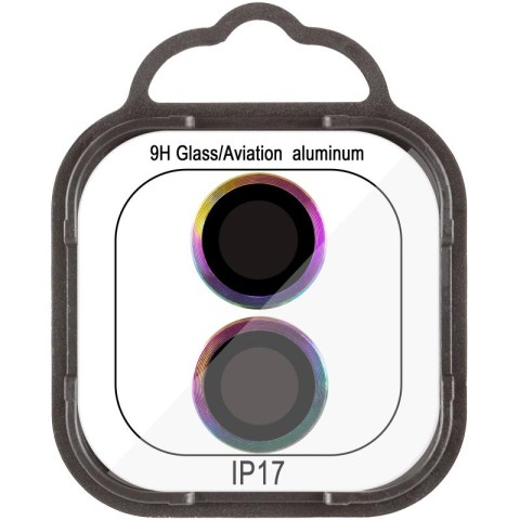 Захисне скло Metal Classic на камеру (у упак.) для Apple iPhone 17 (6.3") Бузковий / Rainbow