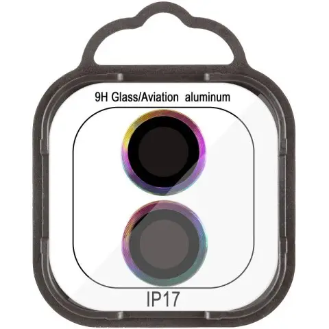 Захисне скло Metal Classic на камеру (у упак.) для Apple iPhone 17 (6.3") Бузковий / Rainbow