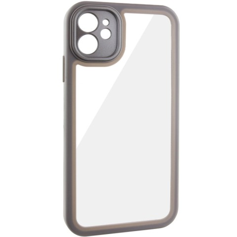 TPU чохол Transparent + Colour 1,5mm для Apple iPhone 12 (6.1") Grey