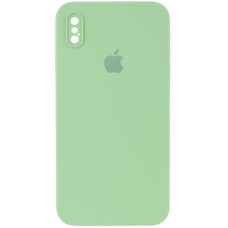 Чохол Silicone Case Square Full Camera Protective (AA) для Apple iPhone X / XS (5.8") М'ятний / Mint