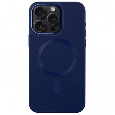 Шкіряний чохол Bonbon Leather Metal Style with MagSafe для Apple iPhone 14 Pro Max (6.7") Синій / Navy blue