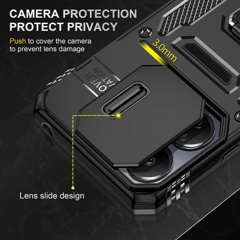 Ударостійкий чохол Camshield Army Ring для Xiaomi Redmi 13C / Poco C65 Чорний / Black