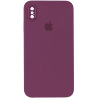 Чохол Silicone Case Square Full Camera Protective (AA) для Apple iPhone XS Max (6.5") Бордовий / Maroon