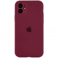 Чохол Silicone Case Full Camera Protective (AA) для Apple iPhone 12 (6.1") Бордовий / Plum