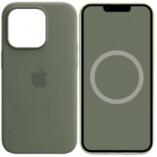 Чохол Silicone case (AAA) full with Magsafe and Animation для Apple iPhone 14 Pro Max (6.7") Зелений / Olive