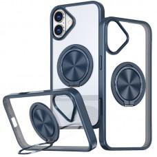 TPU+PC чохол Metal Ring with MagSafe для Apple iPhone 16 (6.1") Синій