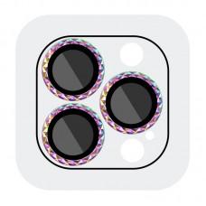 Захисне скло Metal Shine на камеру (у упак.) для Apple iPhone 13 Pro / 13 Pro Max Бузковий / Rainbow