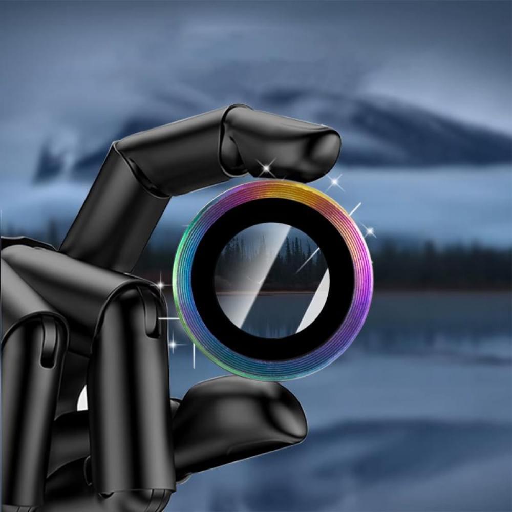 Захисне скло Metal Classic на камеру (у упак.) для Apple iPhone 17 (6.3") Бузковий / Rainbow