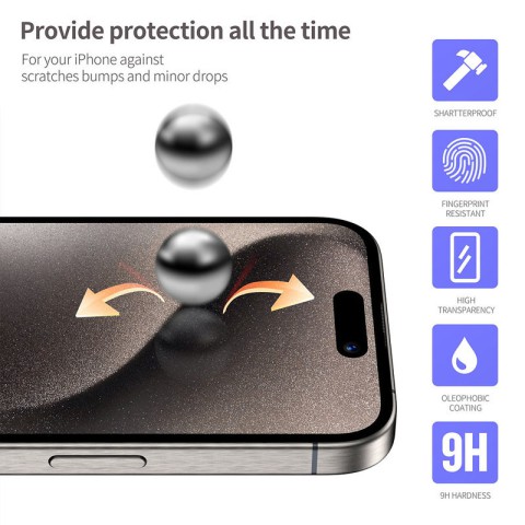 Захисне 3D скло Blueo Hot Bending для Apple iPhone 16 Pro (6.3") (+ аплікатор) Чорний