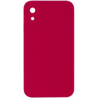 Чохол Silicone Case Square Full Camera Protective (AA) NOLOGO для Apple iPhone XR (6.1") Червоний / Rose Red