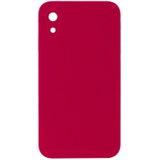 Чохол Silicone Case Square Full Camera Protective (AA) NOLOGO для Apple iPhone XR (6.1") Червоний / Rose Red