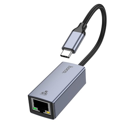 Інтернет адаптер Hoco UA37 1000 Mbps (Type-C to RJ45) Metal gray