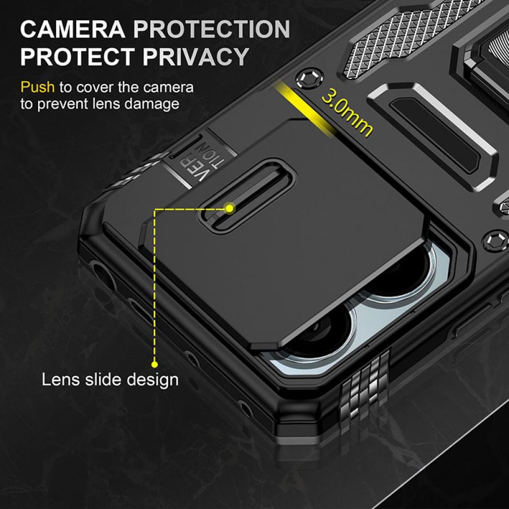 Ударостійкий чохол Camshield Army Ring для Xiaomi Poco X6 / Note 13 Pro 5G Чорний / Black