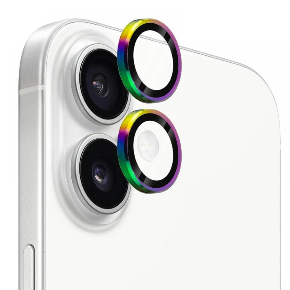 Захисне скло Metal Classic на камеру (у упак.) для Apple iPhone 17 (6.3") Бузковий / Rainbow