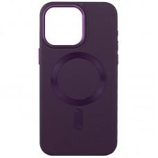 Шкіряний чохол Bonbon Leather Metal Style with MagSafe для Apple iPhone 15 Plus (6.7") Фіолетовий / Dark Purple