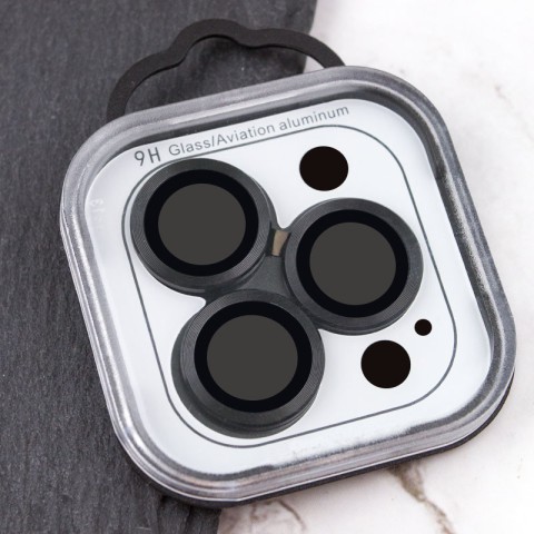 Захисне скло Metal Classic на камеру (у упак.) для Apple iPhone 14 Pro (6.1") / 14 Pro Max (6.7") Чорний / Midnight