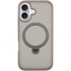 TPU+PC чохол Metal Buttons with MagSafe Colorful HQ Ring для Apple iPhone 16 (6.1") Grey