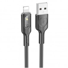 Дата кабель Hoco U120 Transparent explore intelligent power-off USB to Lightning (1.2m)