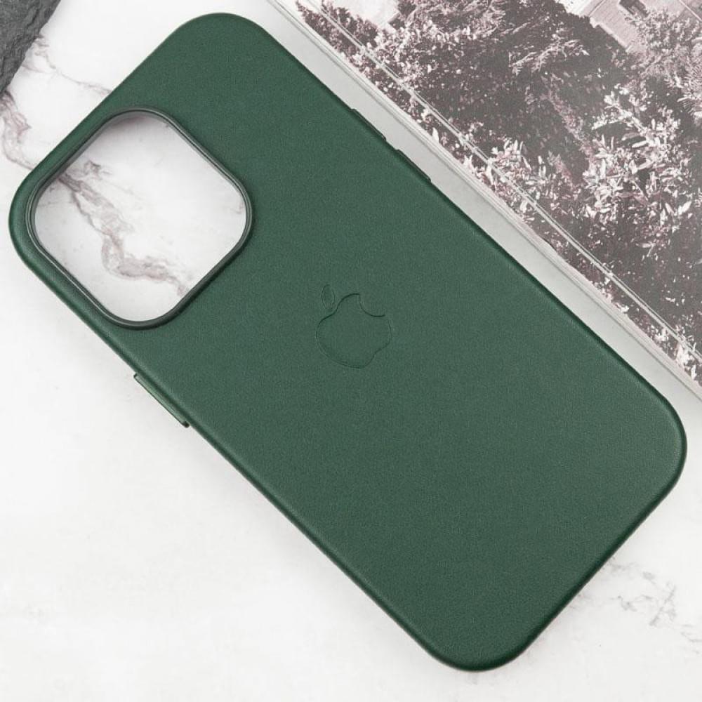 Шкіряний чохол Leather Case (AAA) with MagSafe and Animation для Apple iPhone 15 Pro (6.1") Green